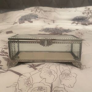 Source Unknown Silver Glass Jewelry Box